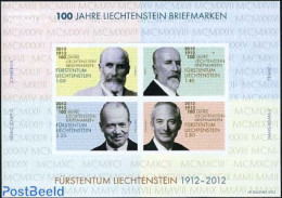 Liechtenstein 2012 100 Years Stamps S/s Imperforated, Mint NH, History - Kings & Queens (Royalty) - Ungebraucht
