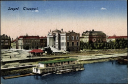 CPA Segedin Szeged Ungarn, Tiszapart, Hafenpartie, Häuser - Hungary