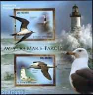 Sao Tome/Principe 2011 Lighthouses & Birds S/s, Mint NH, Nature - Various - Birds - Lighthouses & Safety At Sea - Fari