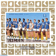 Ajman 1969 Basketball, Olympic Games Mexico, S/s Imperforated (printed Perforation), Mint NH, Sport - Athletics - Bask.. - Atletismo