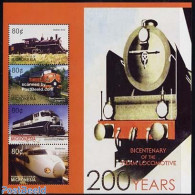 Micronesia 2004 Locomotives 4v M/s, Baldwin 2-8-0, Mint NH, Transport - Railways - Eisenbahnen
