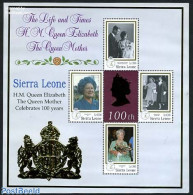 Sierra Leone 1999 Queen Mother 4v M/s, Mint NH, History - Kings & Queens (Royalty) - Case Reali