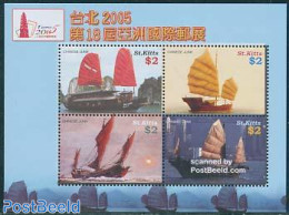 Saint Kitts/Nevis 2005 Taipei 2005, Ships 4v M/s, Mint NH, Transport - Ships And Boats - Ships