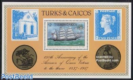 Turks And Caicos Islands 1987 Queen Victoria S/s, Mint NH, History - Transport - Kings & Queens (Royalty) - Stamps On .. - Case Reali