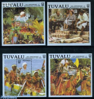 Tuvalu 1988 10 Years Independence 4 S/s, Mint NH, History - Kings & Queens (Royalty) - Case Reali