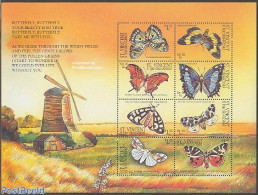 Saint Vincent 2001 Butterflies 8v M/s (windmill On Border), Mint NH, Nature - Various - Butterflies - Mills (Wind & Wa.. - Molens