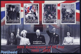 Gibraltar 2005 VE-Day Celebrations S/s, Mint NH, History - Transport - Churchill - Flags - World War II - Ships And Bo.. - Sir Winston Churchill