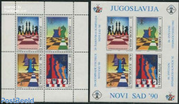 Yugoslavia 1990 Chess Olympiade 2 S/s (perforated+imperforated), Mint NH, Sport - Chess - Neufs