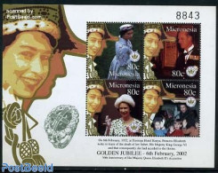 Micronesia 2002 Accession 50th Anniv. 4v M/s, Mint NH, History - Kings & Queens (Royalty) - Case Reali