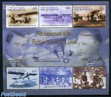 Micronesia 2003 Charles Lindbergh 6v M/s, Mint NH, Transport - Aircraft & Aviation - Airplanes