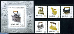 Romania 2012 Antique Irons 5v + S/s, Mint NH, Transport - Various - Railways - Textiles - Art - Art & Antique Objects - Unused Stamps