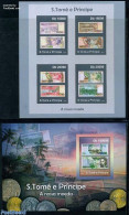 Sao Tome/Principe 2010 Banknotes 2 S/s, Mint NH, Nature - Various - Birds - Money On Stamps - Munten