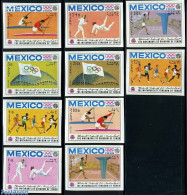 Yemen, Kingdom 1968 Olympic Games 10v Imperforated, Mint NH, Sport - Athletics - Fencing - Kayaks & Rowing - Olympic G.. - Atletica