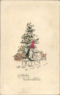 CPA Glückwunsch Weihnachten, Tannenbäume, Zwerg, Spielzeug - Other & Unclassified