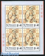 Saint Vincent 2004 Year Of The Money M/s, Mint NH, Nature - Various - Monkeys - New Year - Nouvel An