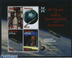 Maldives 2008 Space, Explorer I 4v M/s, Mint NH, Transport - Space Exploration - Maldivas (1965-...)