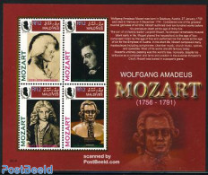 Maldives 2006 Mozart Birthday 4v M/s, Mint NH, Performance Art - Amadeus Mozart - Music - Musik