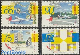 Netherlands Antilles 1993 Culture 4v, Mint NH, Health - Transport - Various - Health - Aircraft & Aviation - Maps - Flugzeuge