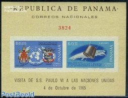 Panama 1966 Popes Visit To UNO S/s Imperforated, Mint NH, History - Religion - Transport - Coat Of Arms - United Natio.. - Panamá