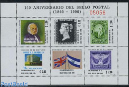 El Salvador 1990 150 Years Stamps 5v M/s, Mint NH, Sir Rowland Hill - Stamps On Stamps - Rowland Hill
