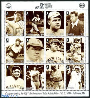 Guyana 1995 Babe Ruth 12v M/s, Mint NH, Sport - Baseball - Sport (other And Mixed) - Base-Ball