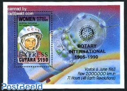 Guyana 1990 Rotary Overprint S/s, Mint NH, History - Transport - Various - Women - Space Exploration - Rotary - Non Classés