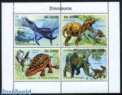 Sao Tome/Principe 2011 Dinosaurs 4v M/s, Mint NH, Nature - Prehistoric Animals - Préhistoriques