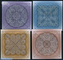 Russia 2011 Lace 4 M/s, Mint NH, Various - Textiles - Art - Handicrafts - Triangle Stamps - Tessili