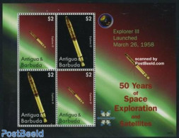 Antigua & Barbuda 2008 Explorer III 2x2v M/s, Mint NH, Transport - Space Exploration - Antigua Y Barbuda (1981-...)