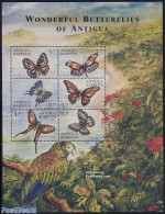 Antigua & Barbuda 2000 Butterflies 6v M/s, Eupolea Miniszeki, Mint NH, Nature - Butterflies - Parrots - Antigua Y Barbuda (1981-...)