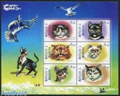 Antigua & Barbuda 2000 Cats 6v M/s, Mint NH, Nature - Cats - Antigua Und Barbuda (1981-...)