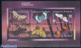 Antigua & Barbuda 2002 Moth 6v M/s /Heroglyphic Moth, Mint NH, Nature - Butterflies - Antigua Et Barbuda (1981-...)