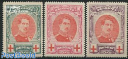 Belgium 1915 Red Cross 3v, King Albert I, Unused (hinged), Health - Red Cross - Unused Stamps