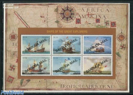 Barbuda 1997 Ships Of Great Explorers 6v M/s, Mint NH, History - Transport - Explorers - Ships And Boats - Onderzoekers