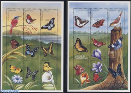 Barbuda 1998 Butterflies 2x9v M/s, Mint NH, Nature - Birds - Butterflies - Flowers & Plants - Hummingbirds - Barbuda (...-1981)