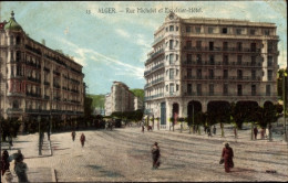 CPA Algier Algier Algerian, Rue Michelet Und Excelsior Hotel - Other & Unclassified