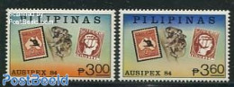 Philippines 1984 Ausipex 2v, Mint NH, Stamps On Stamps - Briefmarken Auf Briefmarken