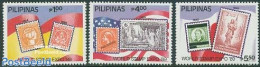 Philippines 1989 World Stamp Expo 3v, Mint NH, Stamps On Stamps - Postzegels Op Postzegels