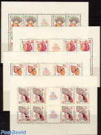 Czechoslovkia 1977 Praga 78, Costumes 4 M/ss, 8 Stamps Each, Mint NH, Various - Costumes - Otros & Sin Clasificación
