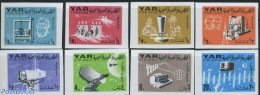 Yemen, Arab Republic 1966 Telecommunication 8v Imperforated, Mint NH, Science - Transport - Telecommunication - Space .. - Telecom