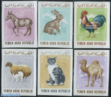 Yemen, Arab Republic 1966 Animals 6v Imperforated, Mint NH, Nature - Animals (others & Mixed) - Camels - Cat Family - .. - Other & Unclassified
