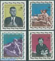 Yemen, Kingdom 1966 Kennedy Overprints 4v, Mint NH, History - Transport - American Presidents - Ships And Boats - Boten
