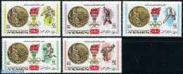 Yemen, Kingdom 1968 Olympic Winners 5v, Mint NH, Sport - Athletics - Olympic Games - Shooting Sports - Swimming - Athlétisme