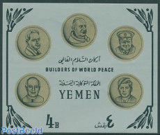 Yemen, Kingdom 1966 Peace Builders S/s, Mint NH, History - Religion - American Presidents - Churchill - Pope - Sir Winston Churchill