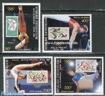 Central Africa 1988 Olympic Games 4v, Mint NH, Sport - Gymnastics - Olympic Games - Stamps On Stamps - Gymnastiek
