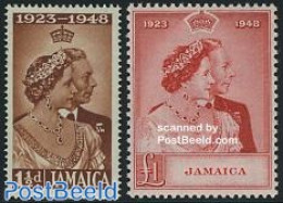 Jamaica 1948 Silver Wedding 2v, Mint NH, History - Kings & Queens (Royalty) - Case Reali