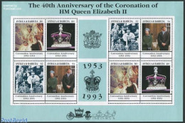 Antigua & Barbuda 1993 Coronation Anniversary 2x 4v M/s, Mint NH, History - Kings & Queens (Royalty) - Case Reali