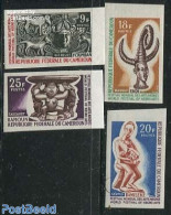 Cameroon 1966 African Art 4v Imperforated, Mint NH, Art - Art & Antique Objects - Cameroun (1960-...)