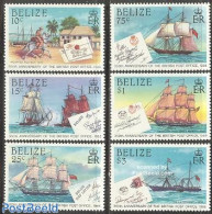 Belize/British Honduras 1985 British Post 6v, Mint NH, Nature - Transport - Horses - Post - Stamps On Stamps - Ships A.. - Posta