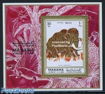 Manama 1971 Preh. Animals S/s, Mint NH, Nature - Prehistoric Animals - Prehistorics